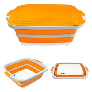 Muti-functional Collapsible Cutting Board Meal Lunch Picnic Prep Marinating Food Storage Basket BBQ Prep Tub
